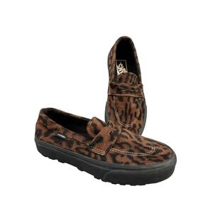 Vans Lug Platform Loafer Leopard Print Furry Slip On Sneakers 3.5 Men or 5 Women